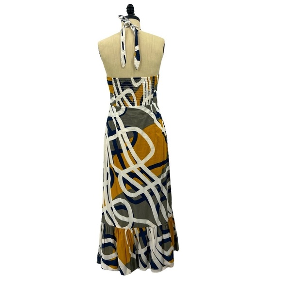 Anthropologie "Soft Geometry Halter Dress" by Maeve, Multicolor, Maxi SZ 8 - Picture 5 of 13